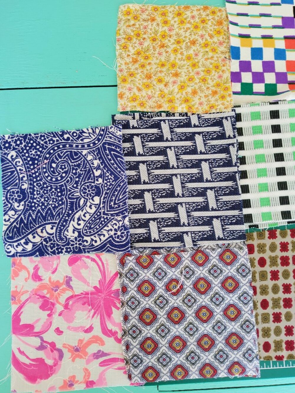 Assorted Antique Fabric Squares PrintsBundle, Quilting Charm Pack, Geometric Lot - Picture 4 of 7